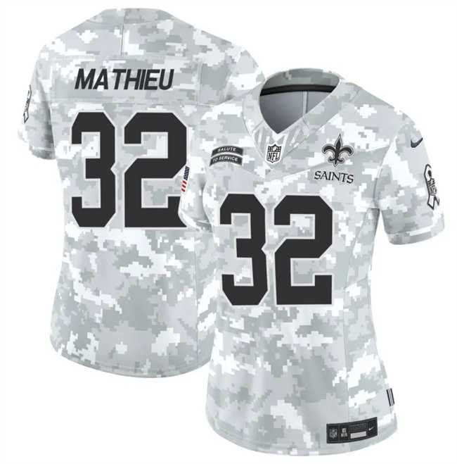 Women%27s New Orleans Saints #32 Tyrann Mathieu 2024 F.U.S.E Arctic Camo Salute To Service Limited Stitched Jersey Dzhi